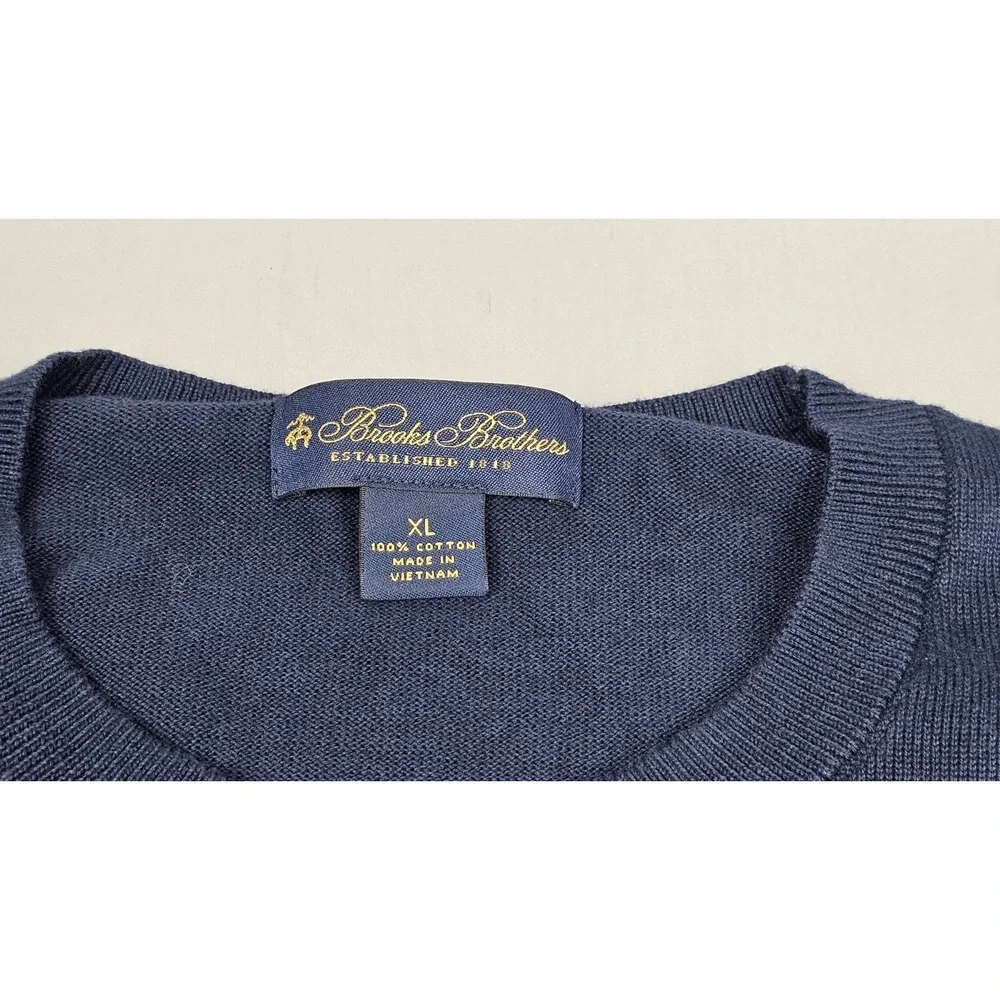 Brooks‎ Brothers Sweater Mens XL Blue Green Jacquard Mariner Stripe Crewneck